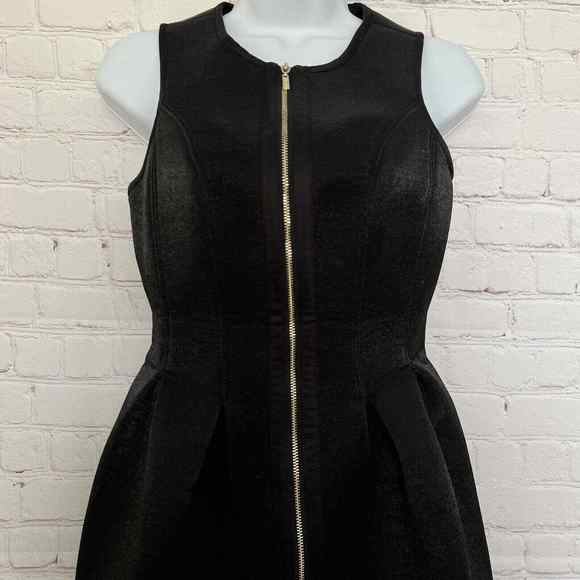 Marciano Women's Black Metallic Neoprene Sleeveless Mini-Dress Pockets - Size 0 - Picture 3 of 9